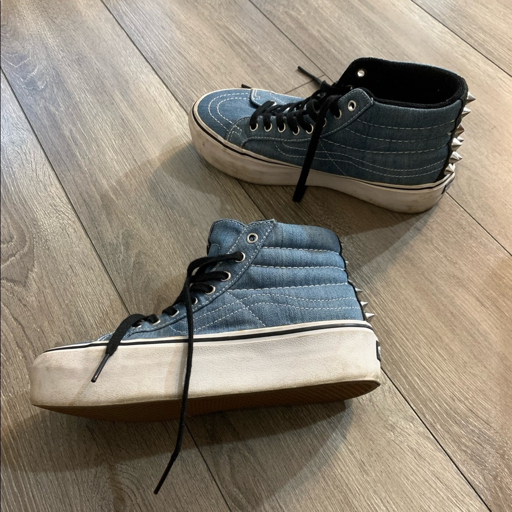 PUNK ROCK Denim VANS with spike rivets - Picture 3 of 8
